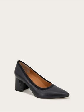 Gentle Souls Dionne Black Pointed Block Heel Pump - Women